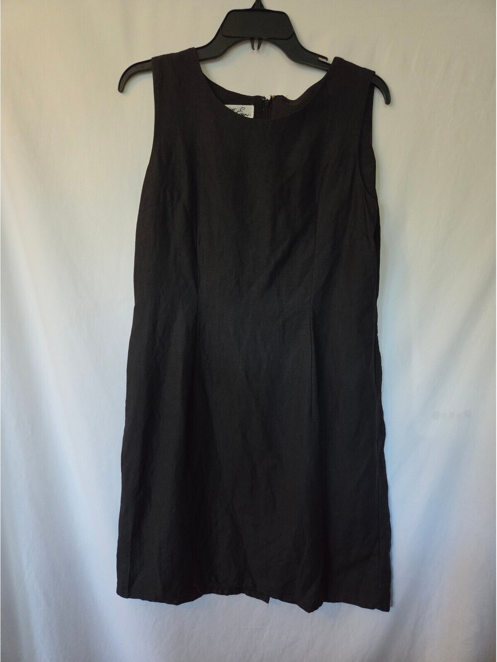 Vintage 90s Jennifer Eden Black Dress 16 Ramie Rayon Sleeveless Minimalist Shift